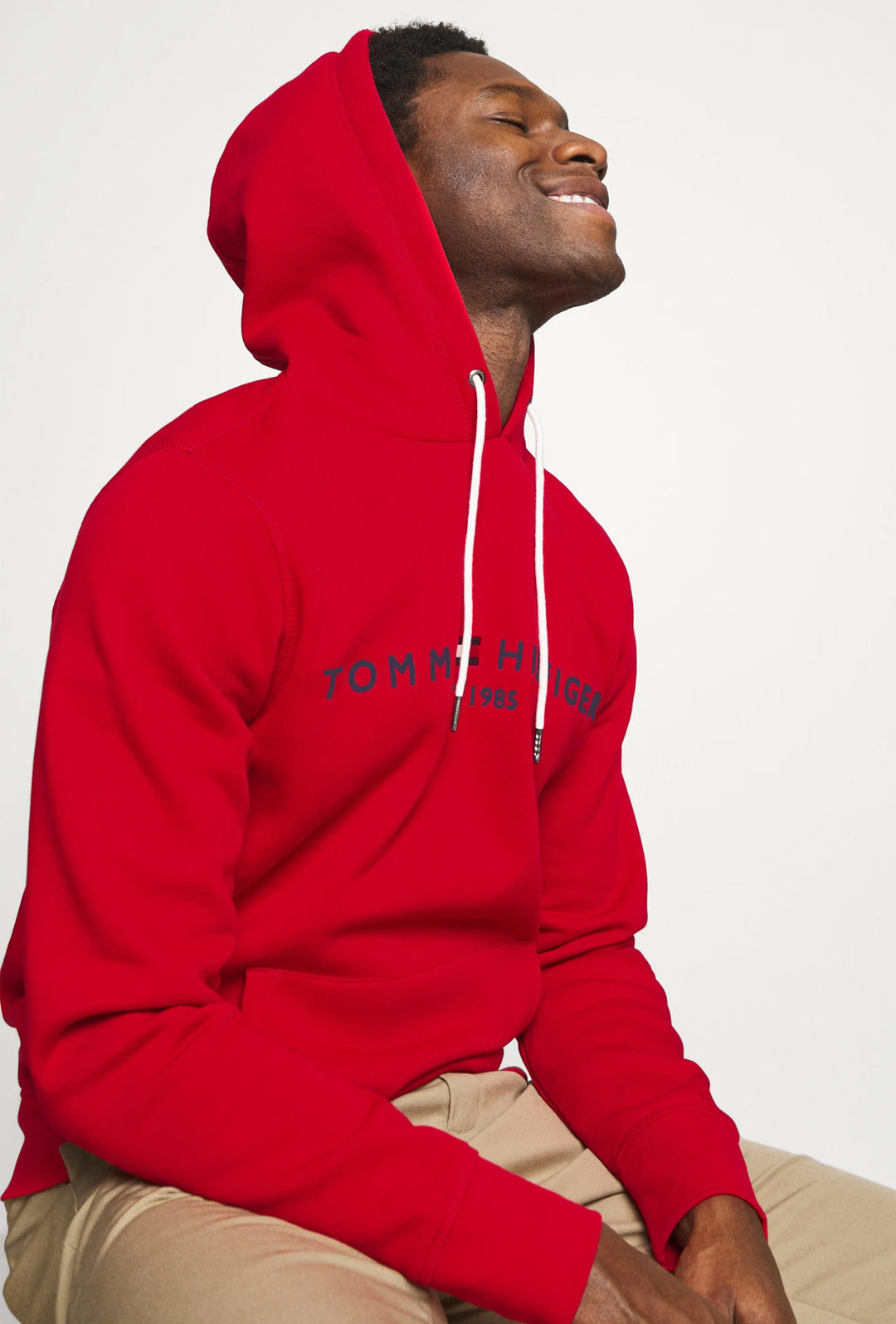 Felpa Uomo TOMMY HILFIGER chiusa con cappuccio - ROSSO