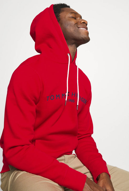 Felpa Uomo TOMMY HILFIGER chiusa con cappuccio - ROSSO