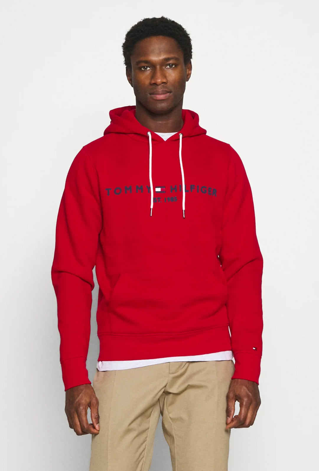 Felpa Uomo TOMMY HILFIGER chiusa con cappuccio - ROSSO