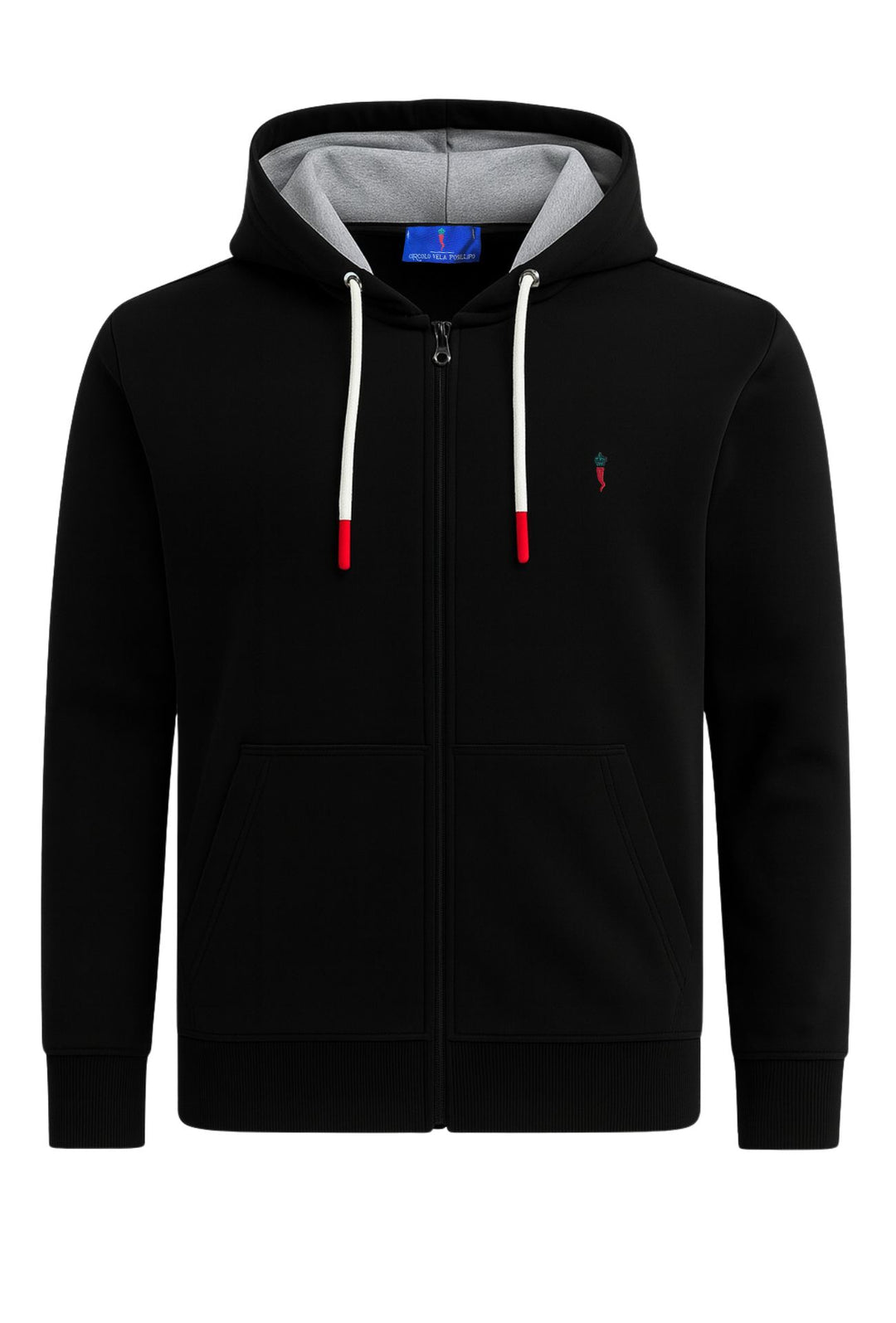 Felpa Uomo con Zip e cappuccio in cotone leggero - NERO