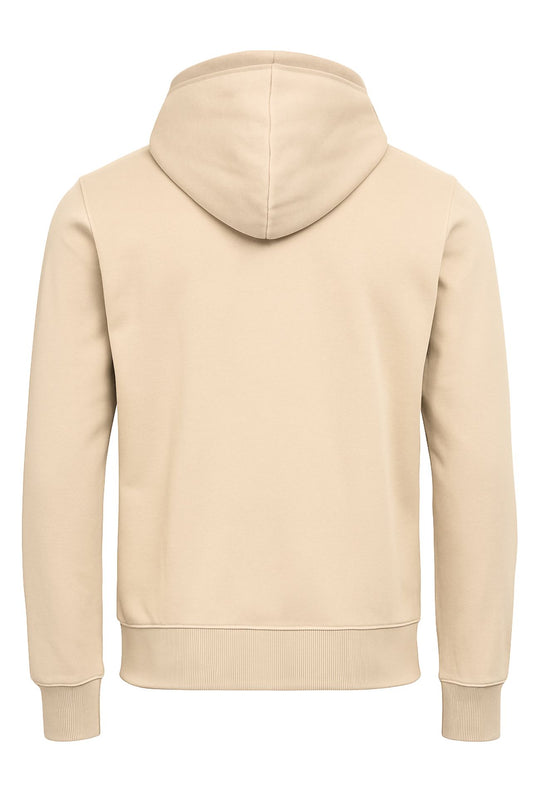 Felpa uomo aperta in cotone leggero con zip e cappuccio - BEIGE