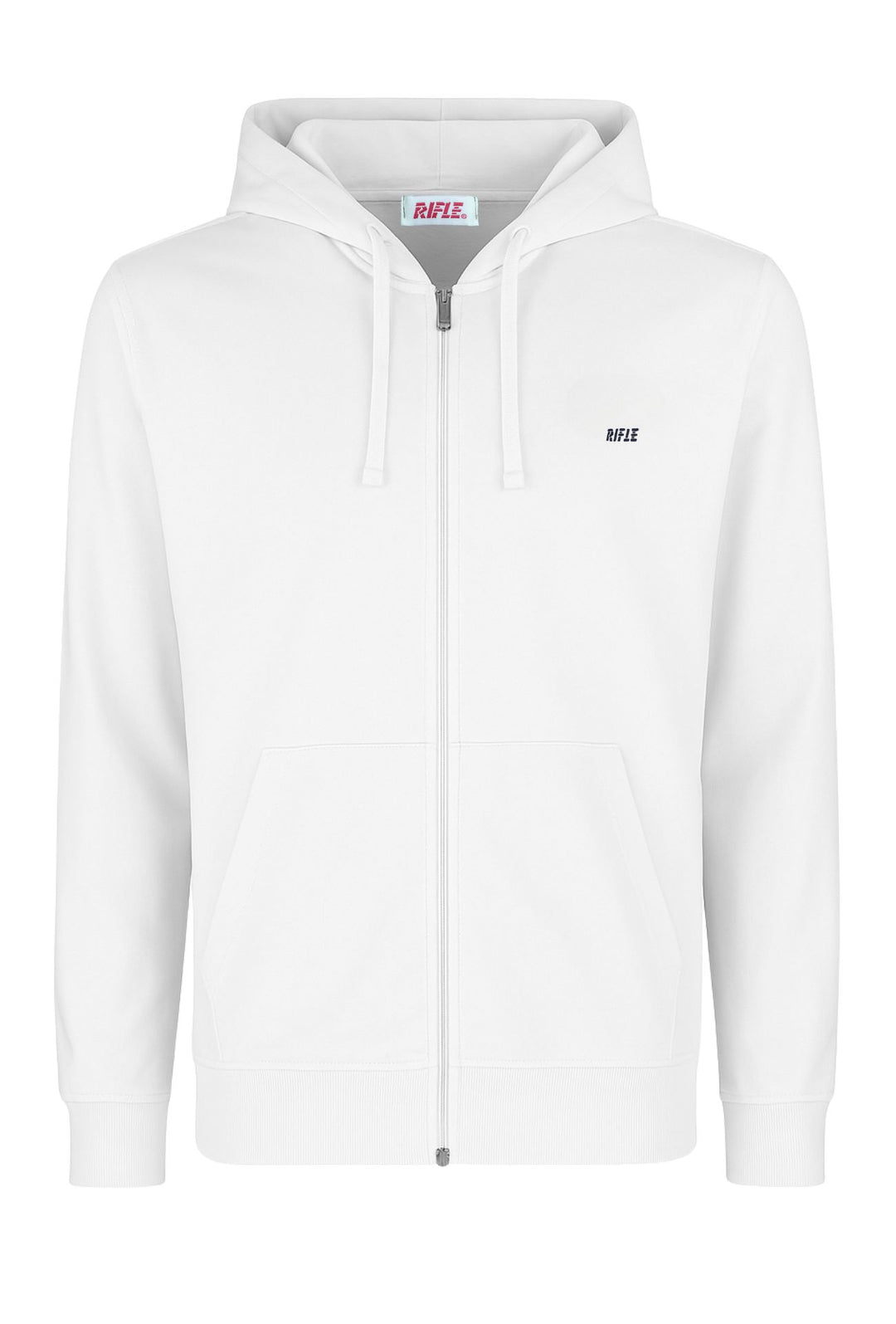 Felpa RIFLE  uomo con cappuccio e zip in 100% Cotone leggero - BIANCO