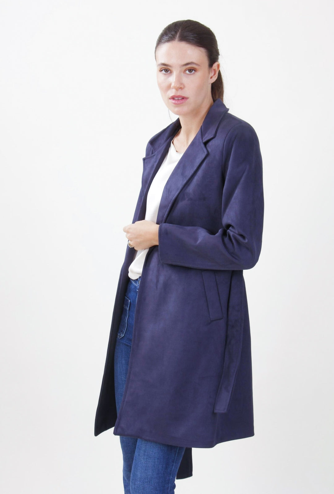 Cappottino donna in Ecocamoscio - BLU