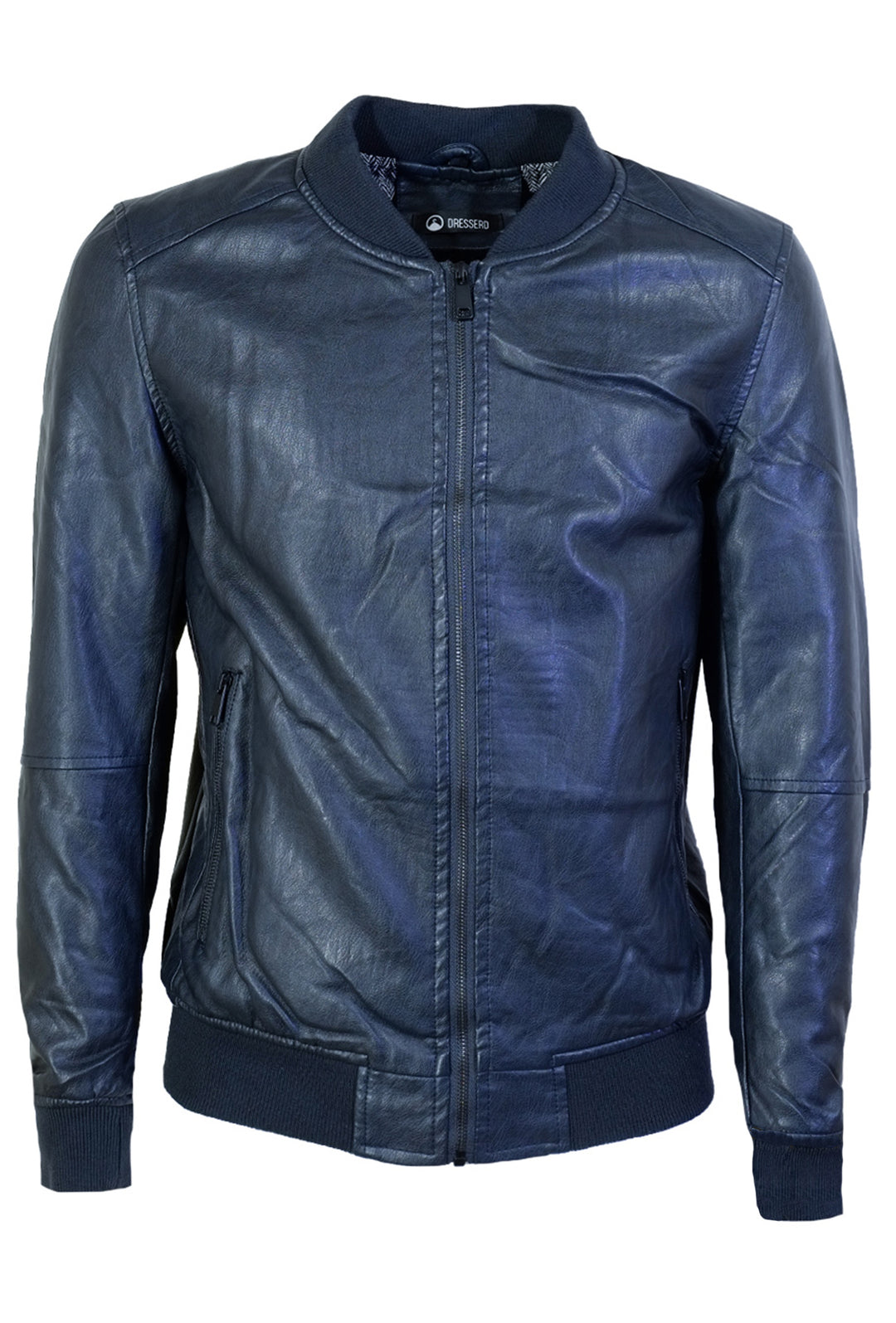 Giubbotto Uomo Simil Pelle Colletto college Giubbotti Dresserd Semi Slim Fit - BLU