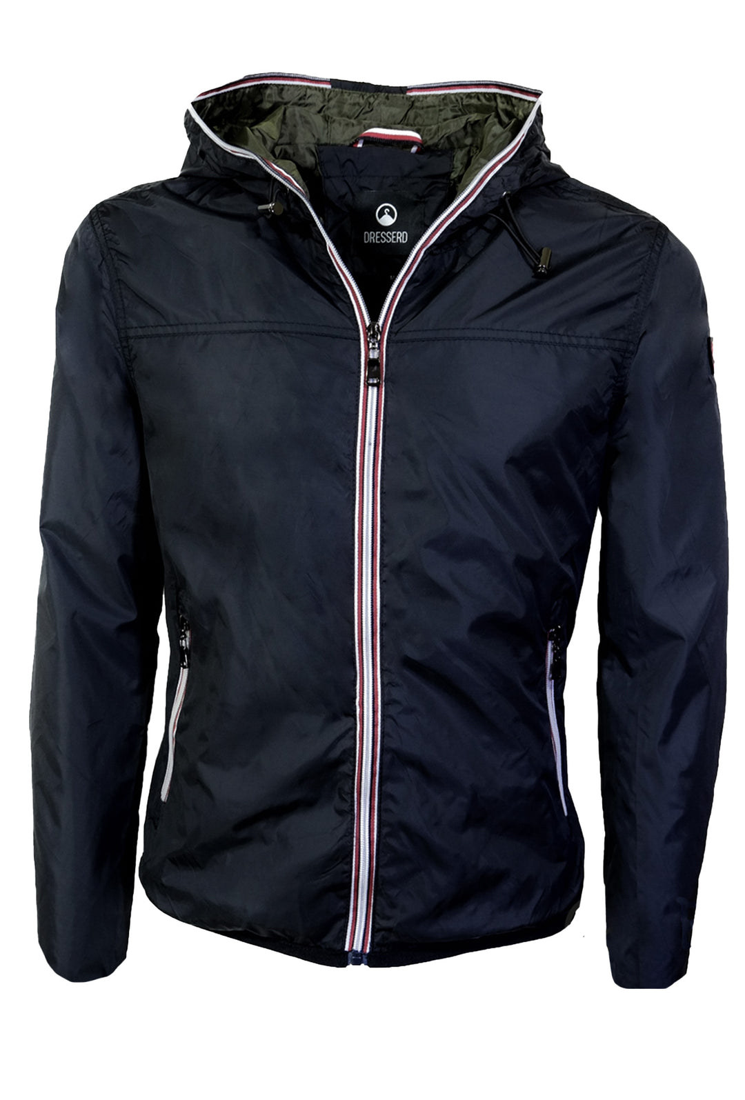 Giubbotto Uomo Leggero Slim Fit con Cappuccio e cerniera colorata Giubbini Dresserd - NERO