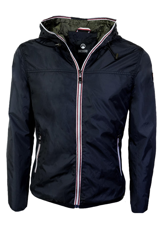 Giubbotto Uomo Leggero Slim Fit con Cappuccio e cerniera colorata Giubbini Dresserd - NERO
