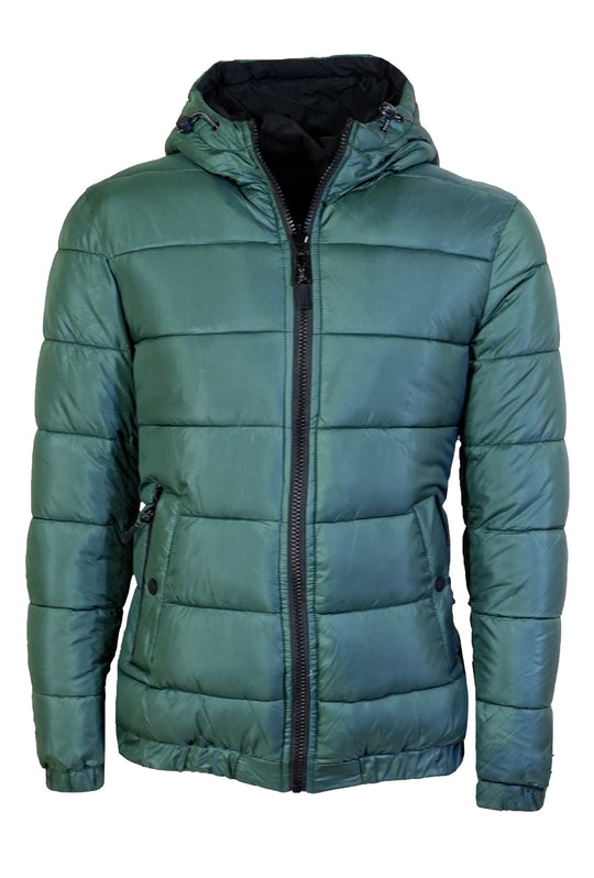 Giubbotto Uomo Dresserd Double Face Giubbino con Cappuccio - VERDE