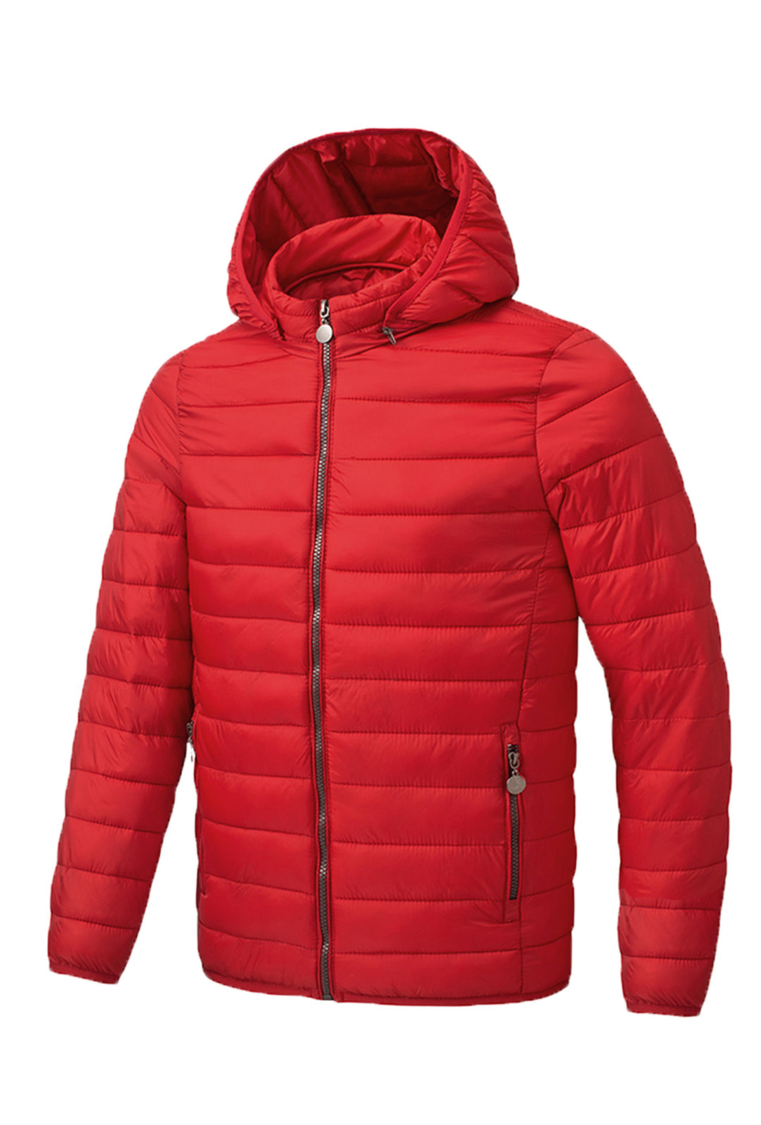 Giubbotto Uomo Piumino 100 Grammi Cappuccio Smontabile semi Slim Fit Giubbino Dresserd - ROSSO