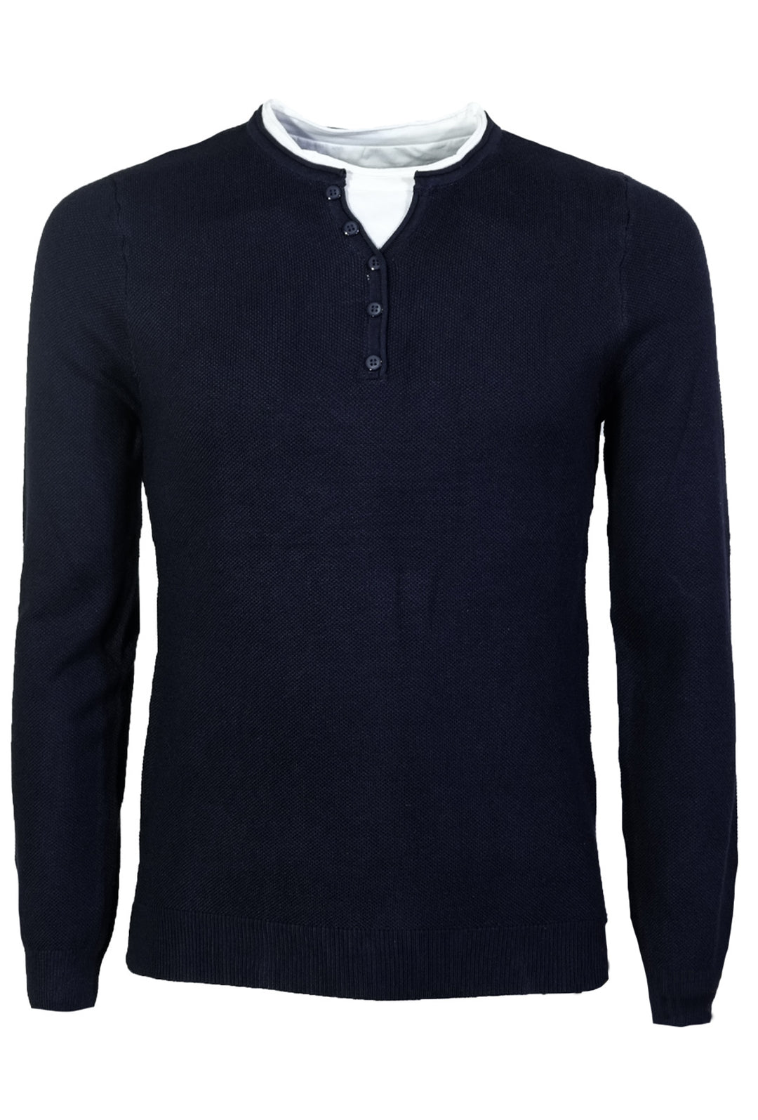 Maglia Uomo Manica lunga Maglioncino serafino trama lavorata Maglie invernali Dresserd - NERO