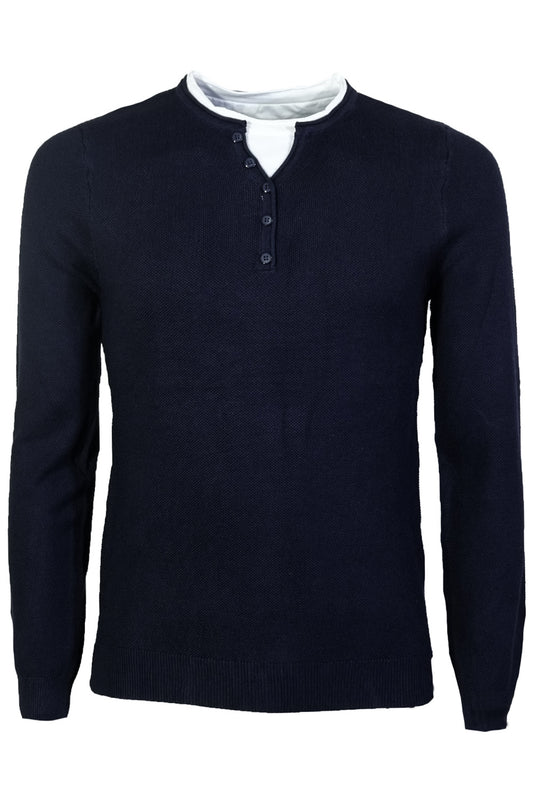 Maglia Uomo Manica lunga Maglioncino serafino trama lavorata Maglie invernali Dresserd - NERO