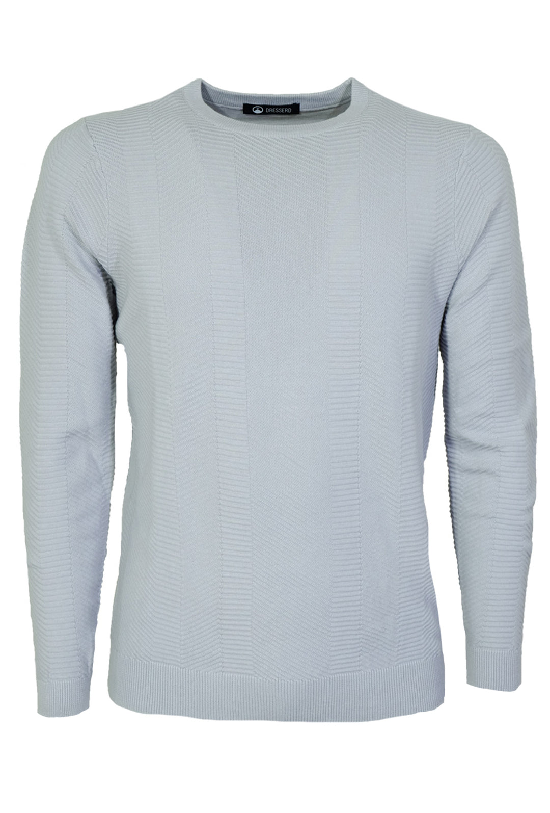 Maglia Uomo Dresserd 100% Cotone Trama Lavorata Maglioncino Girocollo di Filo Semi Slim fit - GRIGIO