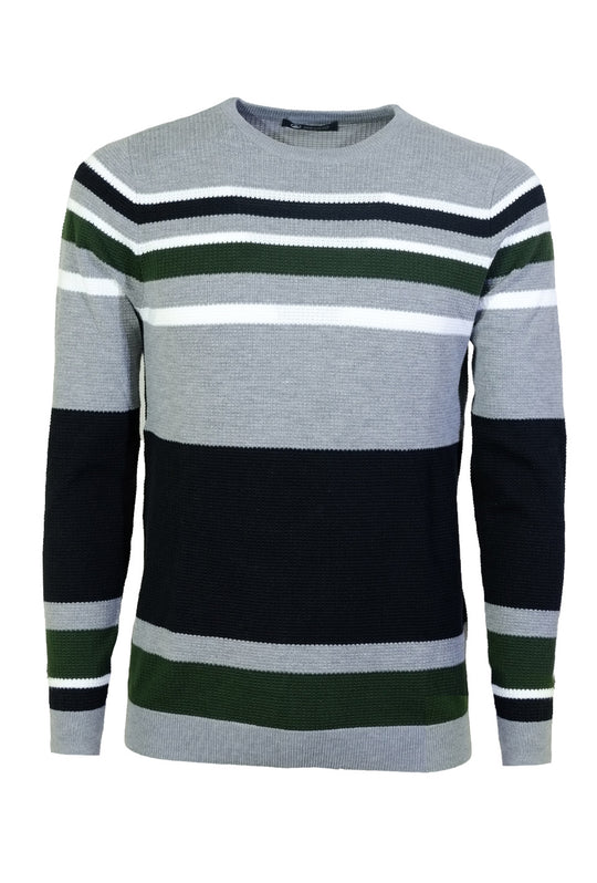 Maglia Uomo Manica lunga maglione rigato maglia Girocollo Invernale Dresserd - VERDE