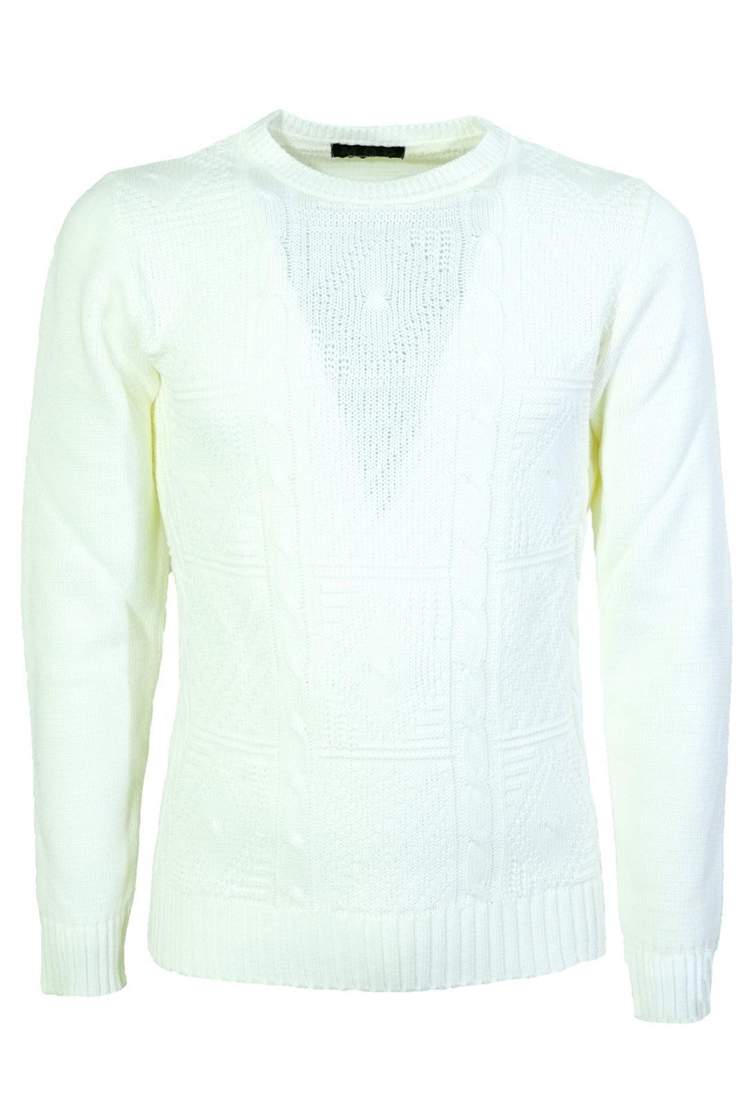 Maglia Uomo Invernale Dresserd Maglione girocollo trama lavorata - BIANCO
