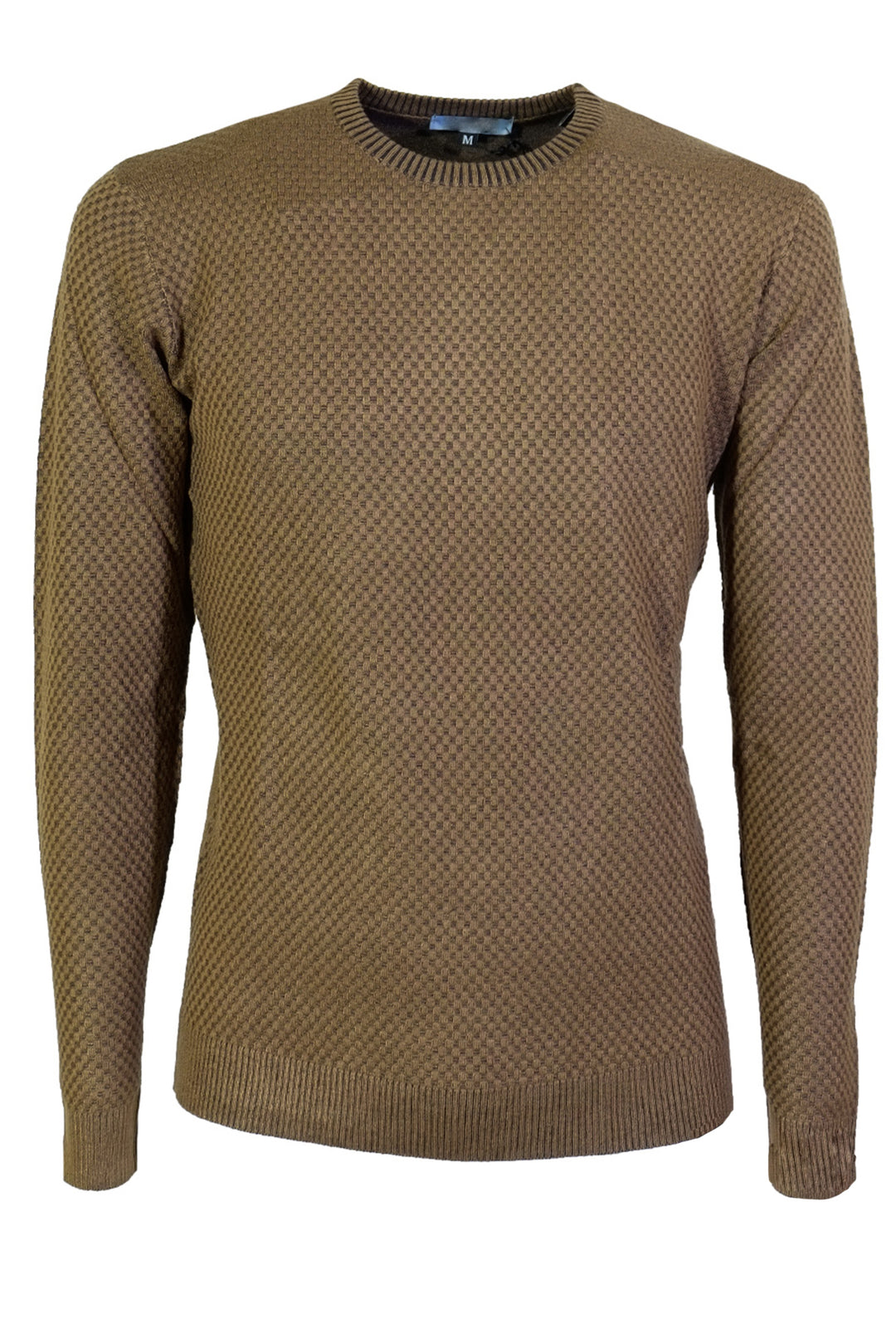 Maglia Uomo Maglioncino Dresserd Viscosa Girocollo manica lunga Trama lavorata Semi Slim fit - CAMMELLO