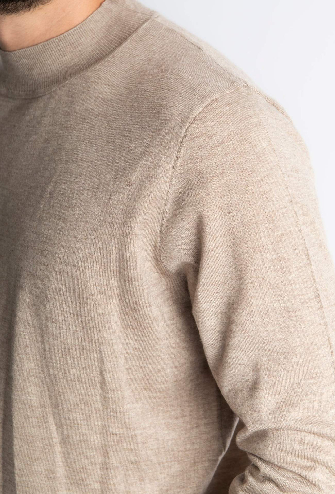 Maglione mezzo collo uomo dresserd in lana rasata - BEIGE