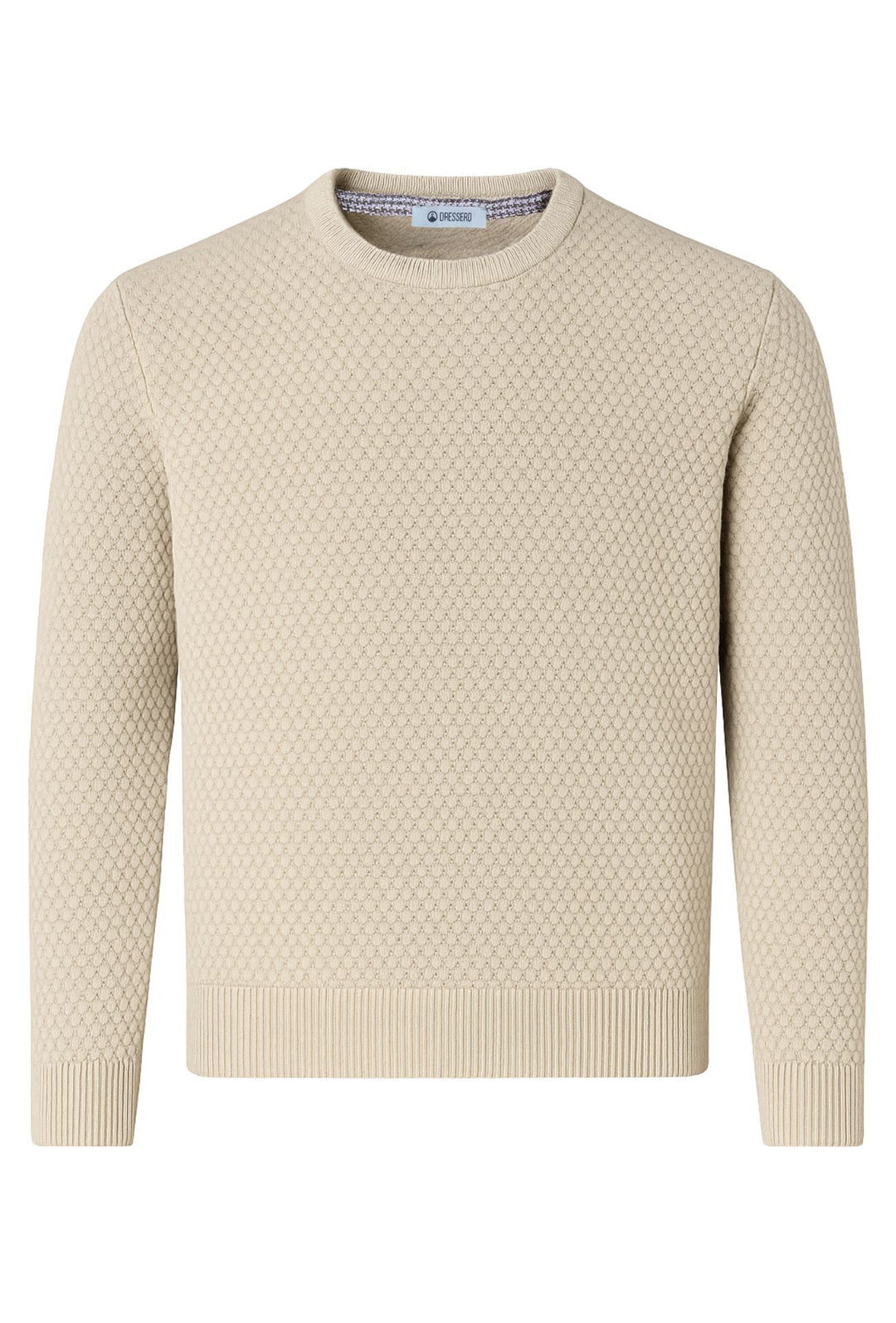 Maglia uomo maglioncino girocollo cotone trama nido d'ape - BEIGE
