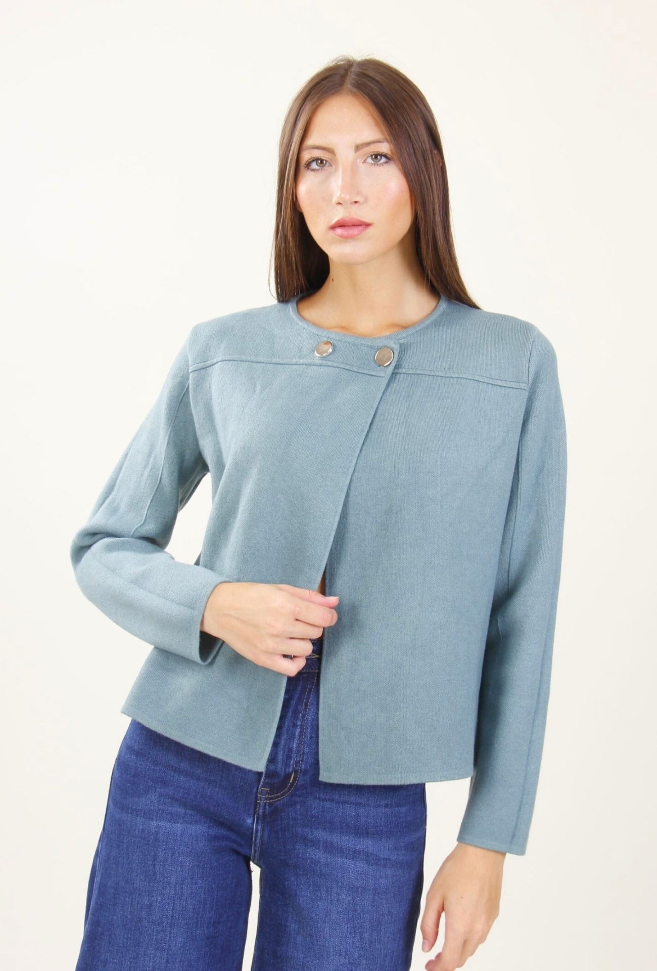 Cardigan Lungo da Donna Primavera Autunno, Maglione Lavorato a Maglia con Maniche Lunghe e Collo Rotondo Cardigan Lungo da Donna Primavera Autunno, Maglione Lavorato a Maglia con Maniche Lunghe e Collo Rotondo