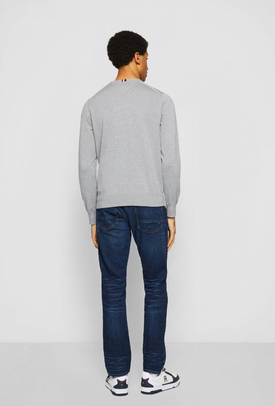 Maglia uomo in cotone TOMMY HILFIGER chain ridge c neck - GRIGIO CHIARO