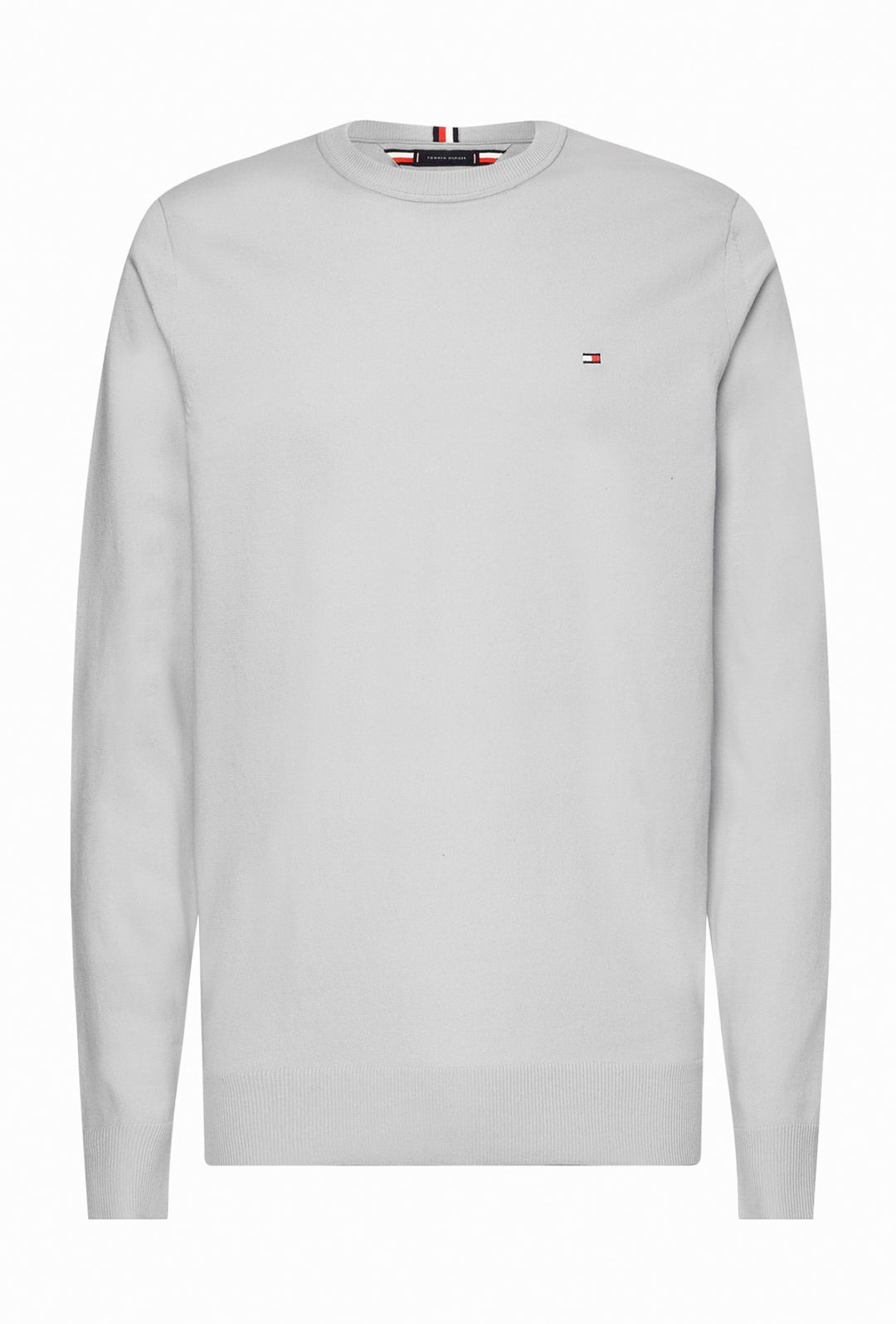 Maglia uomo in cotone TOMMY HILFIGER chain ridge c neck - GRIGIO CHIARO