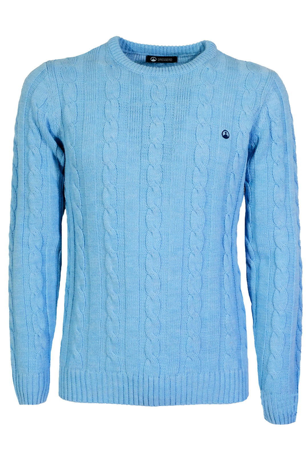 Maglione Uomo con Trecce Dresserd in lana girocollo uomo, Maglie invernali - AZZURRO