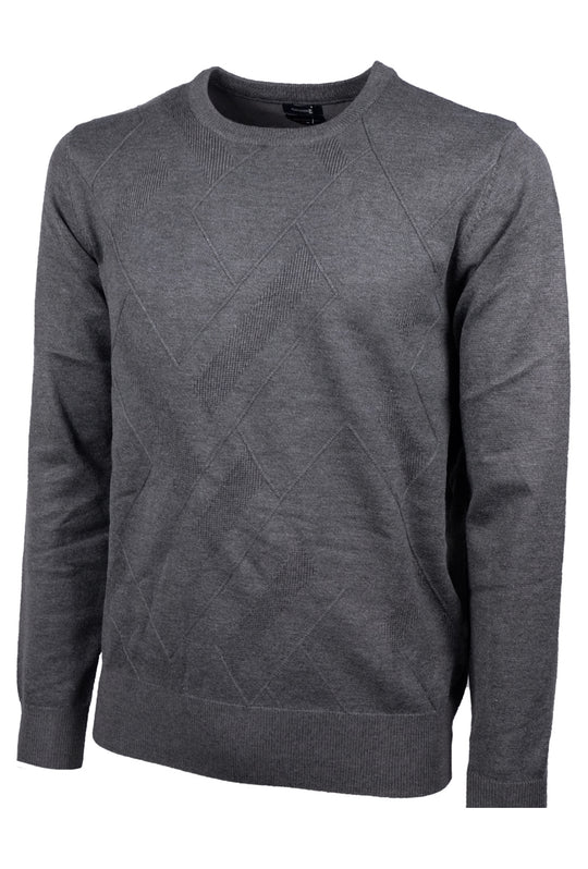 Maglione Uomo Viscosa Pesante Trama lavorata Maglia manica lunga girocollo Dresserd - GRIGIO