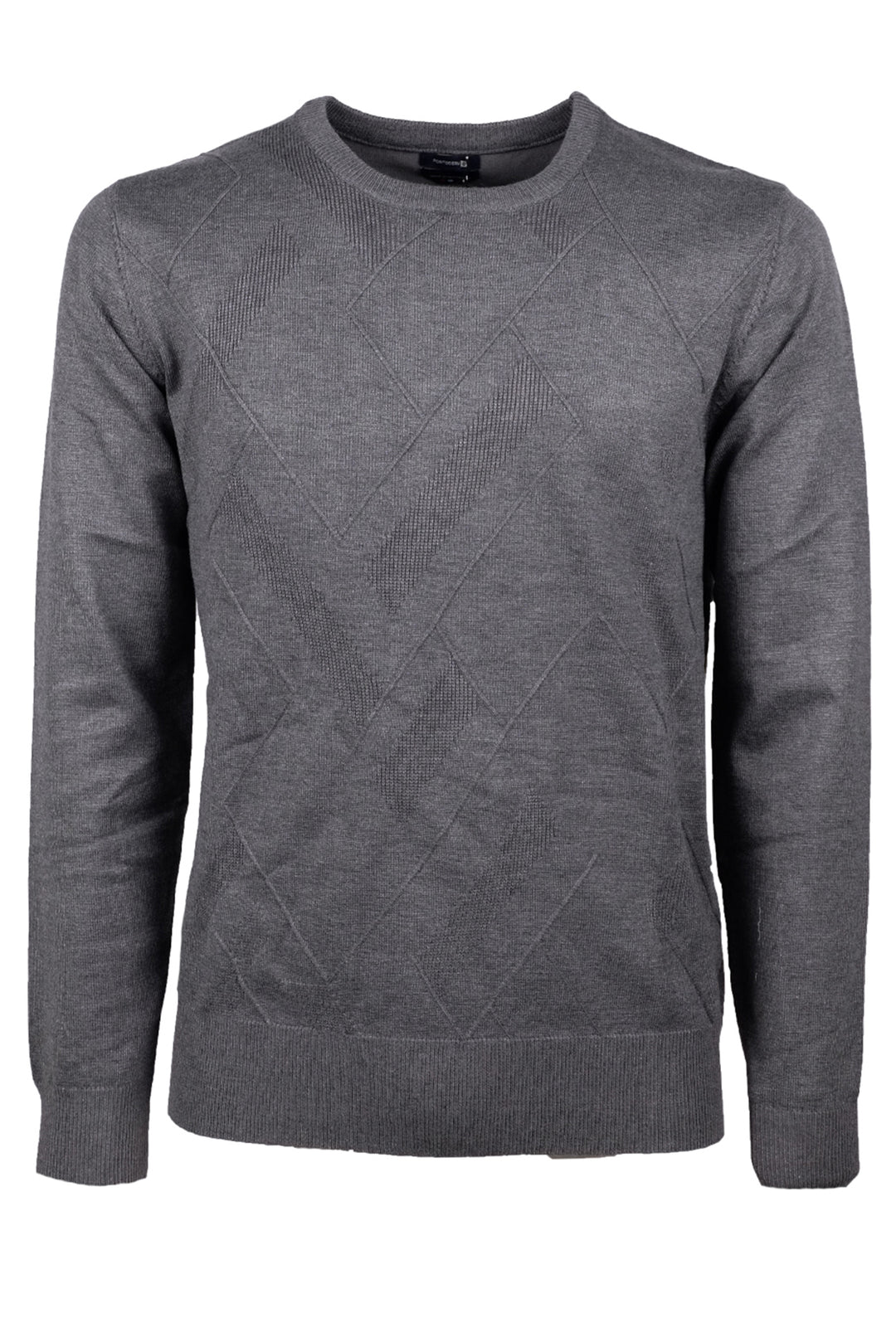 Maglione Uomo Viscosa Pesante Trama lavorata Maglia manica lunga girocollo Dresserd - GRIGIO