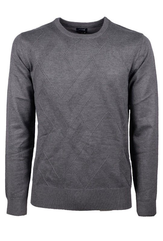 Maglione Uomo Viscosa Pesante Trama lavorata Maglia manica lunga girocollo Dresserd - GRIGIO