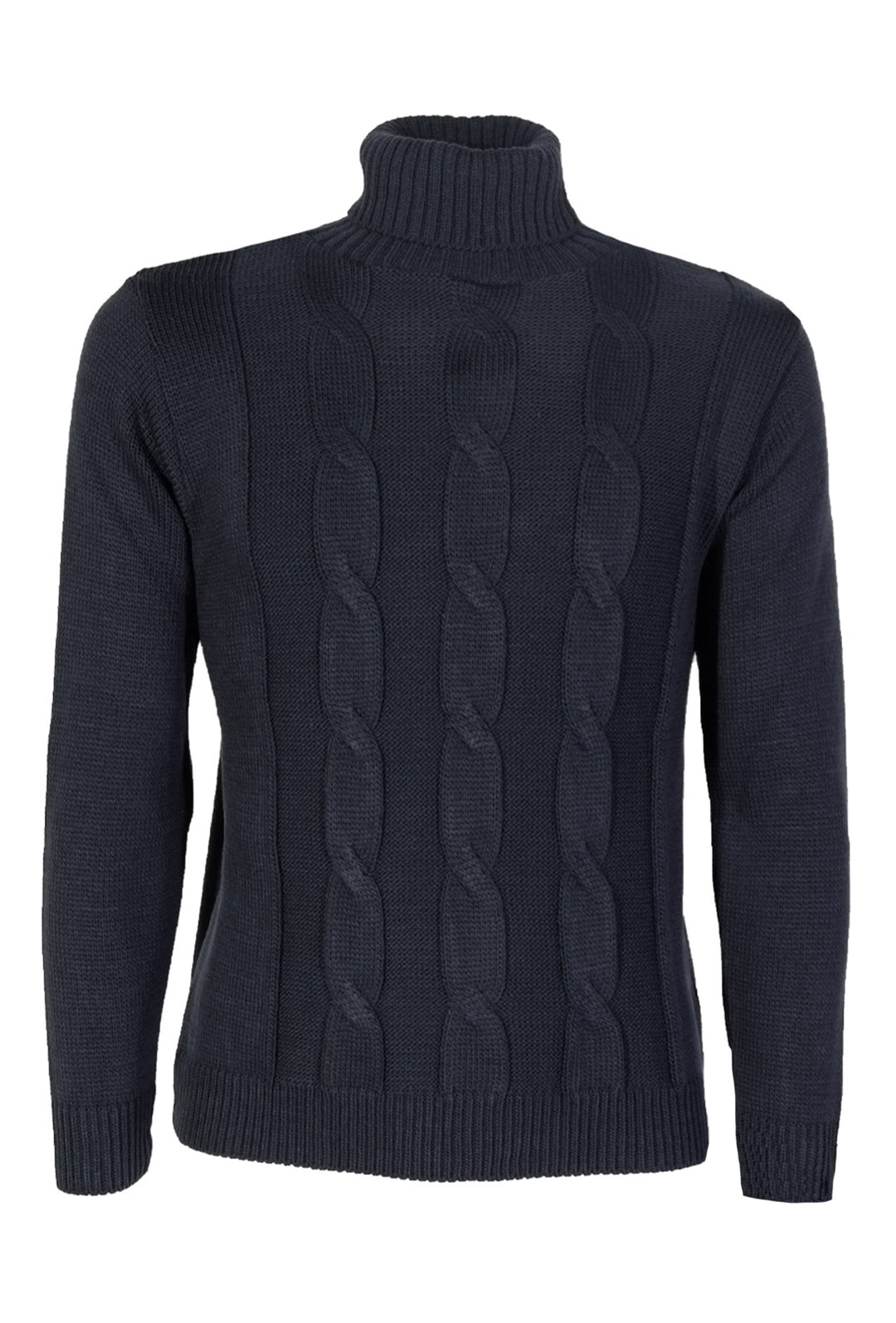 Maglia uomo Dolcevita Dresserd modello invernale lavorazione treccia Maglione Lana - NERO