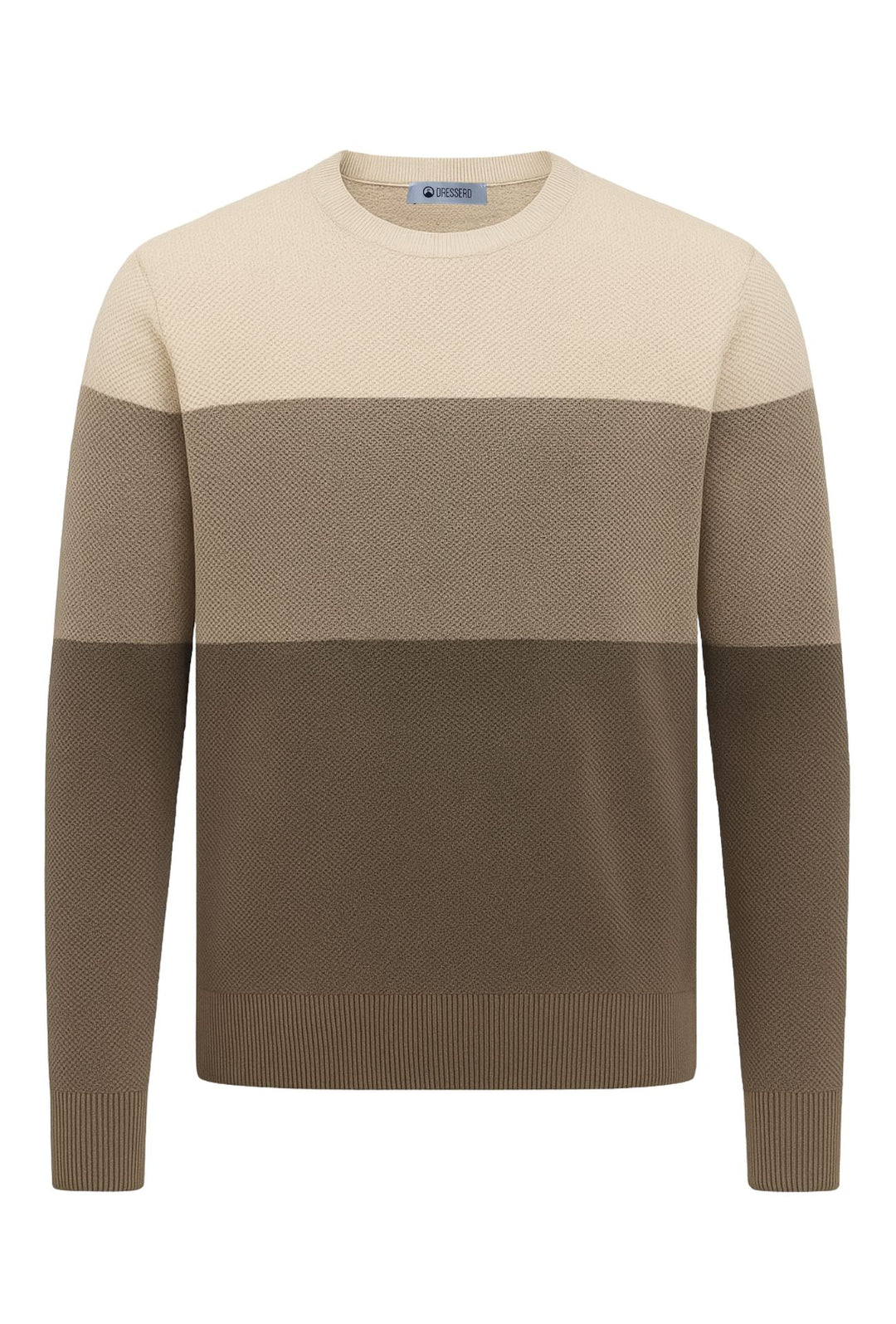 Maglione uomo girocollo Trama lavorata, semi slim fit - BEIGE