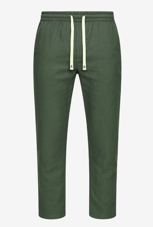 Pantalone Uomo in Lino e Cotone Pantalaccio - VERDE MILITARE