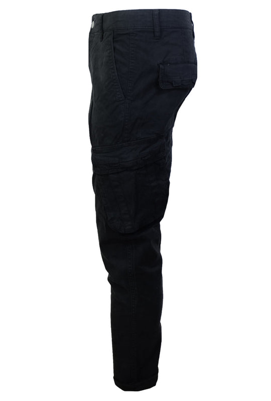 Pantalone Uomo Cargo Dresserd senza molla sotto pantaloni gamba stretta - NERO