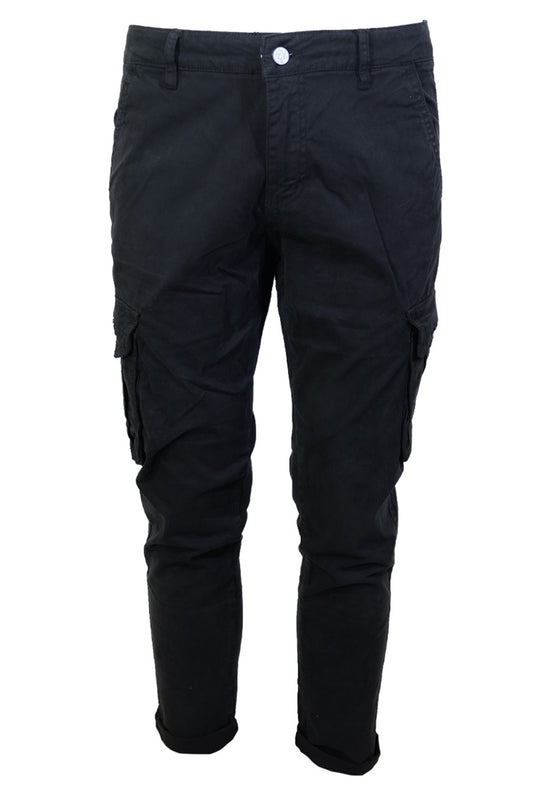 Pantalone Uomo Cargo Dresserd senza molla sotto pantaloni gamba stretta - NERO