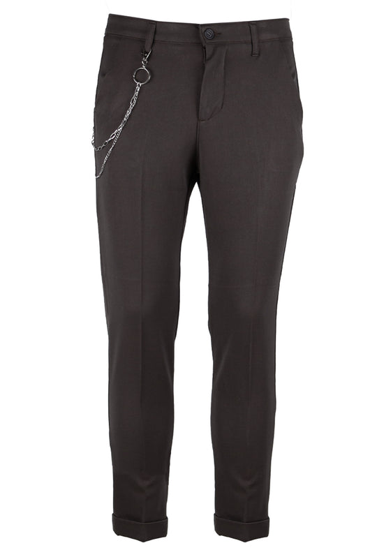 Pantalone Uomo Tasca America in Viscosa Modello elegante Gamba Stretta Dresserd - MARRONE