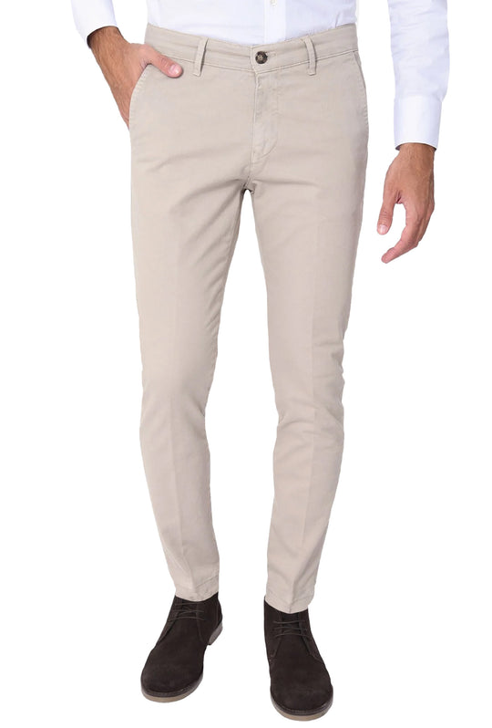 Pantalone Uomo Cotone Leggero Made in Italy Slim Fit Gamba stretta Dresserd -  BEIGE