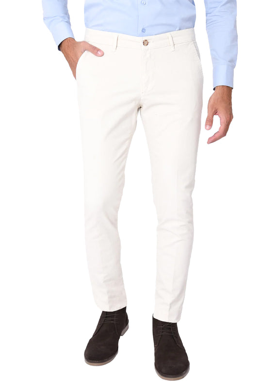 Pantalone Uomo Cotone Leggero Made in Italy Slim Fit Gamba stretta Dresserd - BIANCO