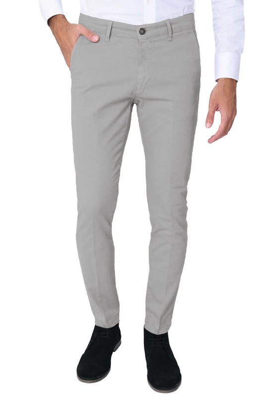 Pantalone Uomo Cotone Leggero Made in Italy Slim Fit Gamba stretta Dresserd -  GRIGIO