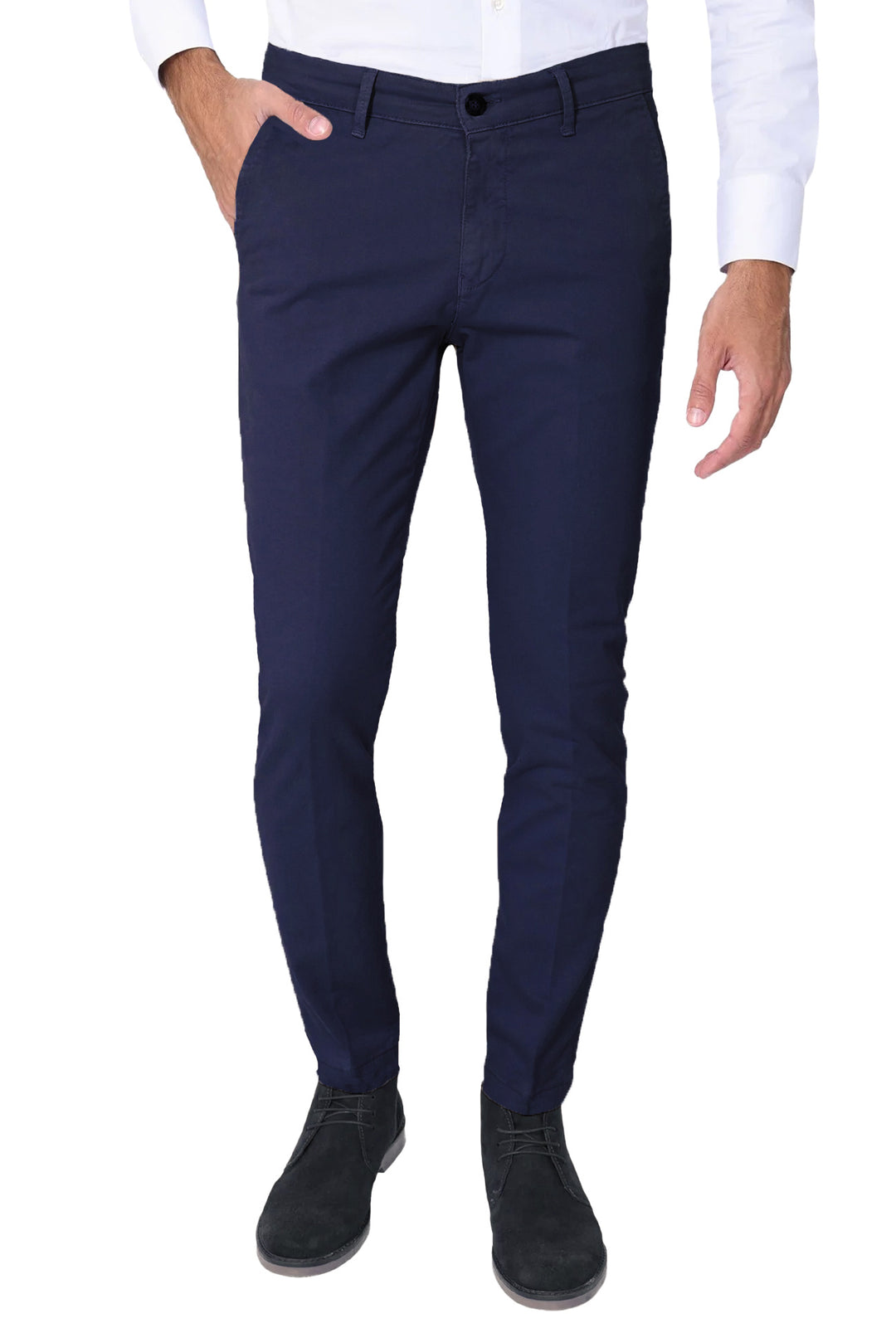 Pantalone Uomo Cotone Leggero Made in Italy Slim Fit Gamba stretta Dresserd - BLU