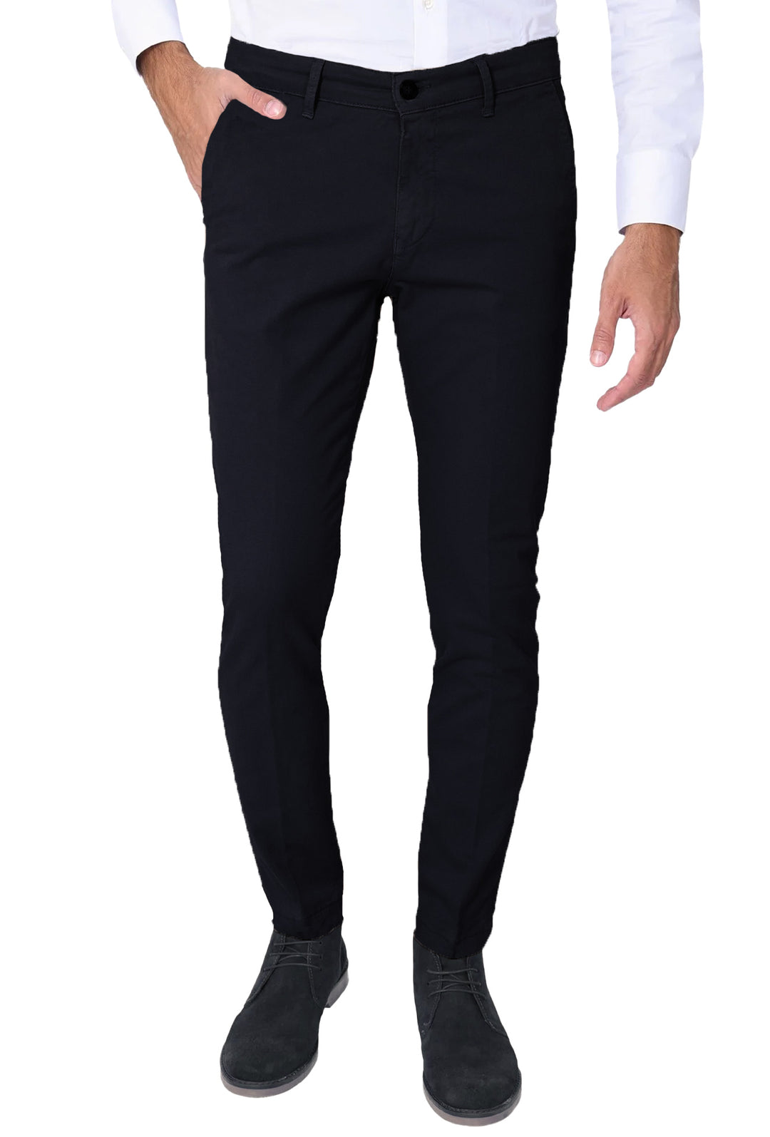 Pantalone Uomo Cotone Leggero Made in Italy Slim Fit Gamba stretta Dresserd - NERO