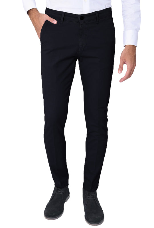 Pantalone Uomo Cotone Leggero Made in Italy Slim Fit Gamba stretta Dresserd - NERO