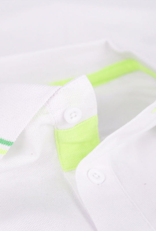 Polo Uomo Baci&Abbracci in Piquet Contrasti Fluo Maglia mezza manica Dresserd - BIANCO