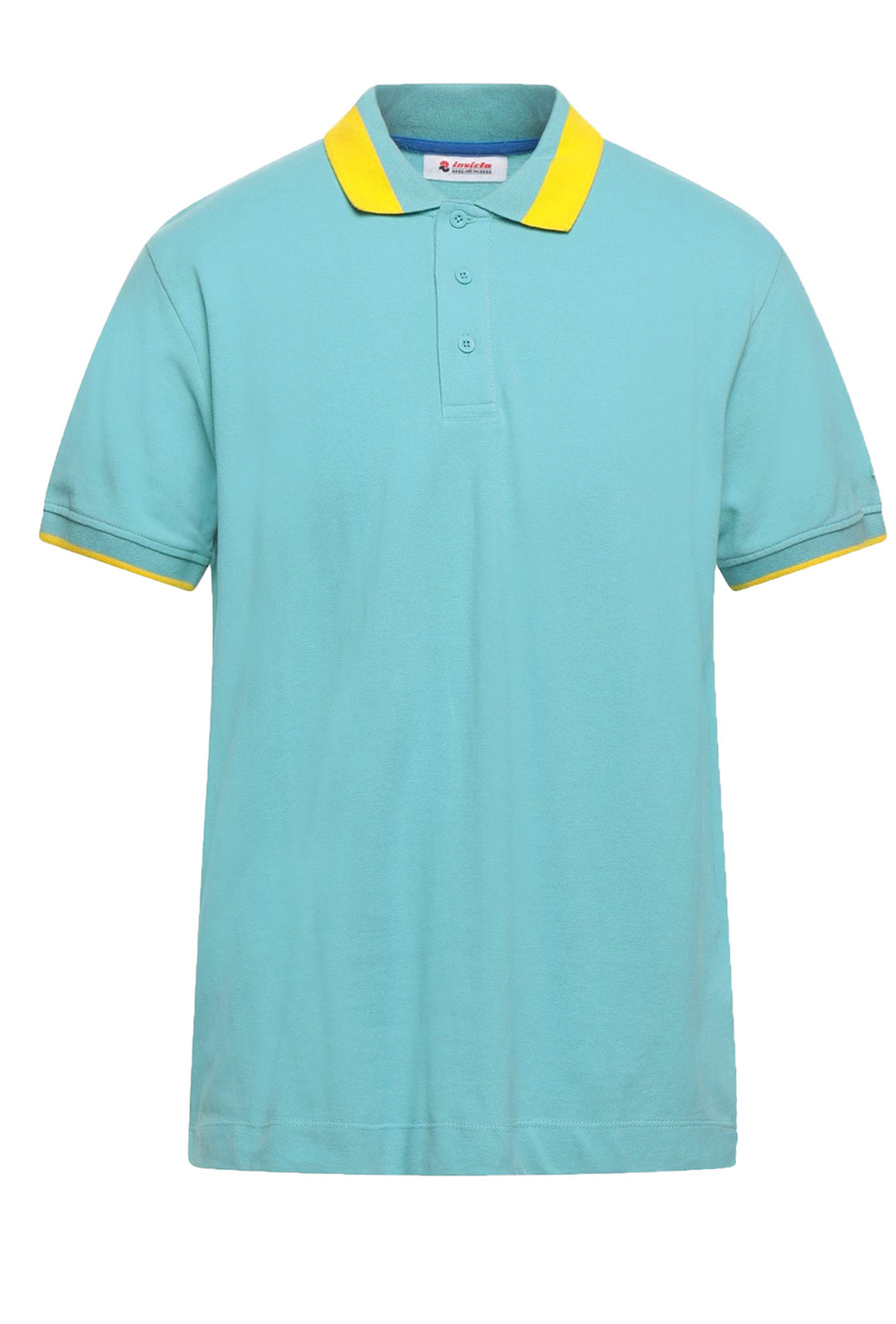 Polo uomo INVICTA mezza manica cotone Piquet Contrasto collo Maglie Dresserd - CELESTE