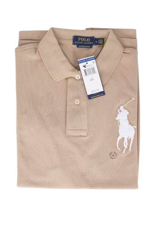 Polo uomo Ralph Lauren Big Pony Custom Slim Fit mezza manica- BEIGE