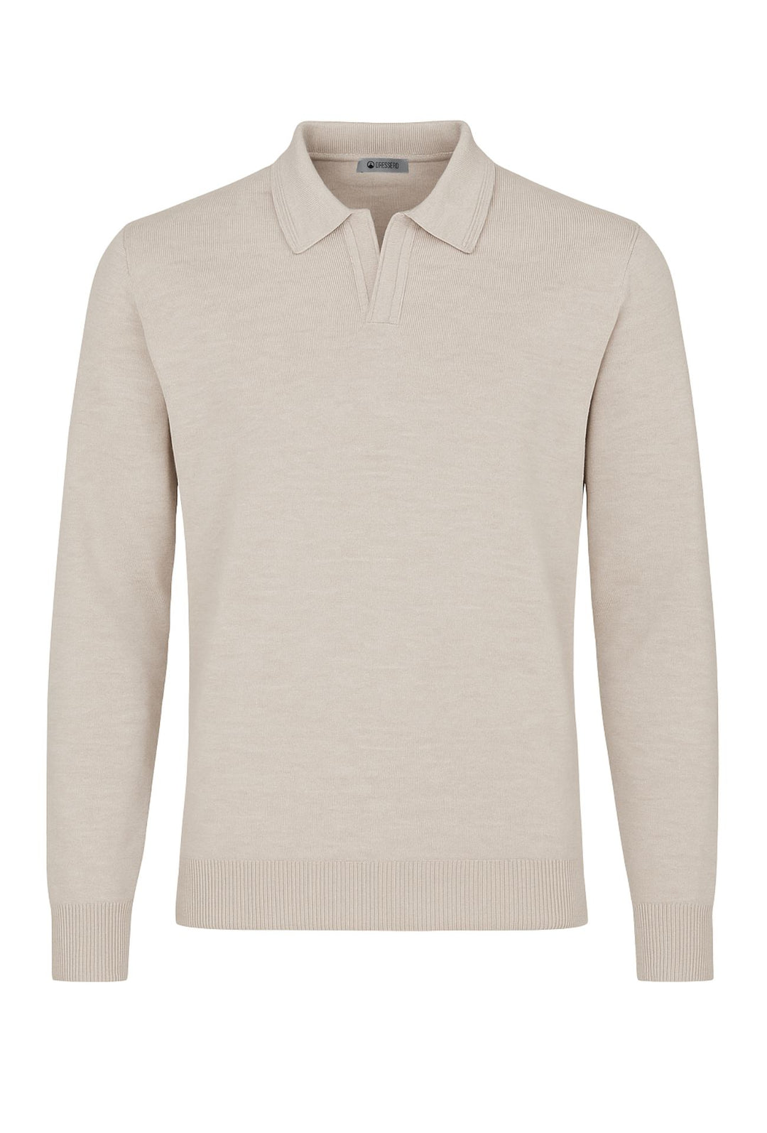 Maglioncino Polo uomo senza bottone Dresserd manica lunga - BEIGE
