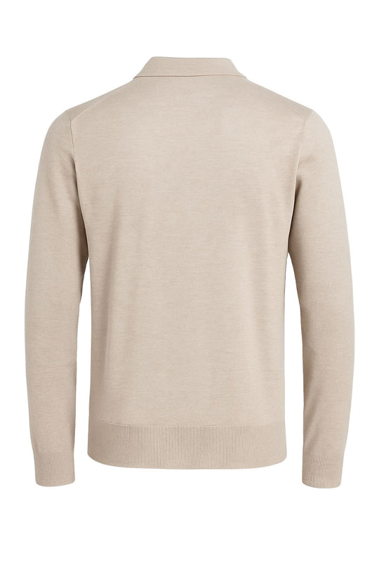 Maglioncino Polo uomo senza bottone Dresserd manica lunga - BEIGE