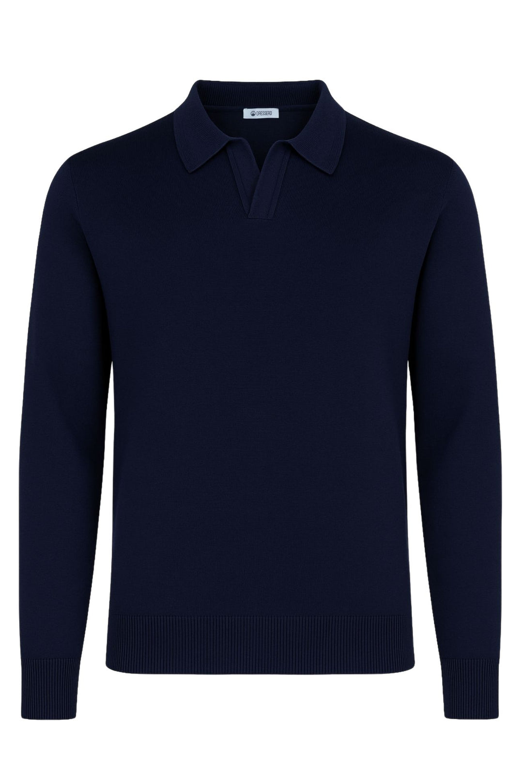 Maglioncino Polo uomo senza bottone Dresserd manica lunga - BLU