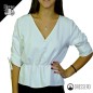 Blusa donna scollo V maglia con molla in vita