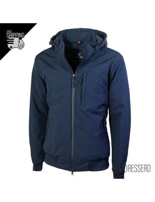 Giubbotto Uomo Invernale con Cappuccio Smontabile Bomber balza in cotone  Tessuto Tecnico Semi Slim Fit Dresserd