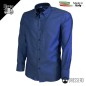 Camicia uomo color avio regular fit con bottoncini, tessuto Made in Italy