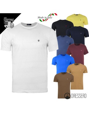 T-Shirt Uomo Tinta Unita Dresserd 100% Cotone Regular Fit Maglietta mezza manica