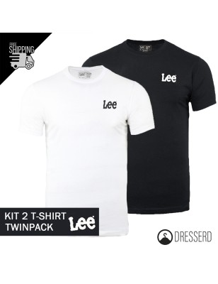 T-Shirt Uomo LEE Kit da 2 Pezzi Twinpack Nera Bianca 100% Cotone Magliette Dresserd